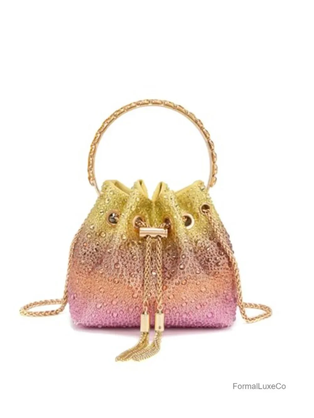 Rhinestone Evening Bag Clutch with Chain - Sparkly Glitter Handbag